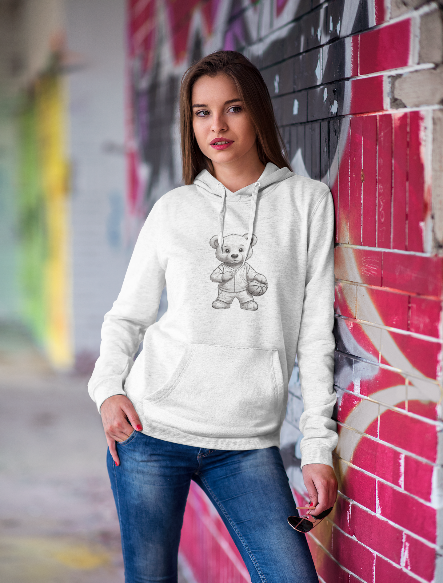 Damen Hoodie „Basketball-Bär“ – Stylisch, cozy & voller Energie